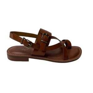 Patricia Nash Leather Sandals Women's 7.5 Dark Red Brown Adjustable Cushion NEW